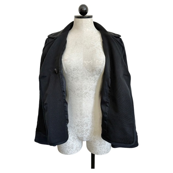 Talbots Black Pea Coat Double Breasted Textured Ridged Fully Lined Size 14 - Picture 7 of 14